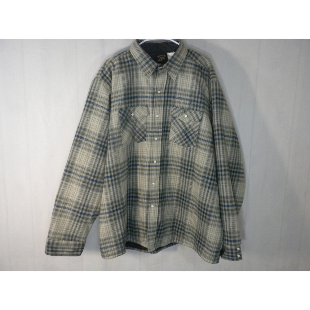 Saddle King Shirt Mens 2XL Gray Blue Pearl Snap Western Insulated Chore Barn VTG